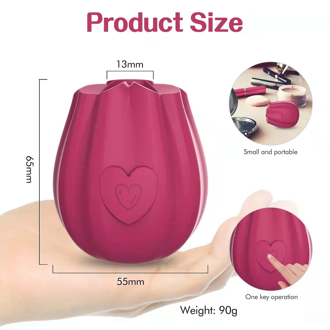 Rose Sucking Vibrator With Heart Shaped Button - Rose Toy