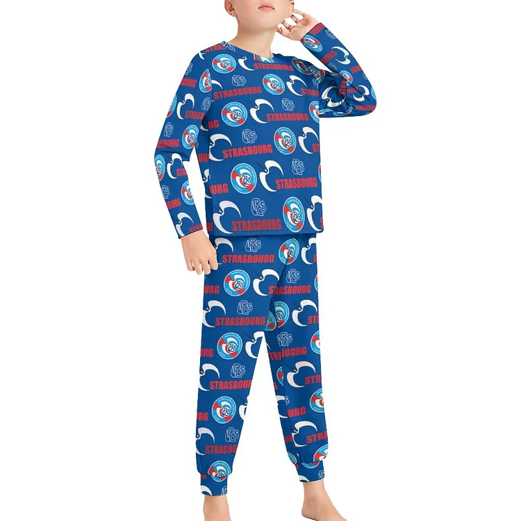 RC Strasbourg Alsace Ensemble Pyjama Manches Longues Vêtements De Nuit Junior Enfants