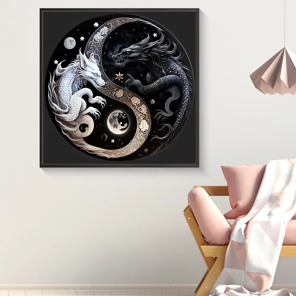 Diamond Painting - Full Round Drill - Yin Yang Dragon(Canvas|30*30cm)
