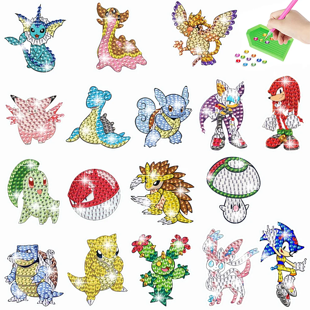 27pcs Pokémon Diamond Painting Sticker Anime Characters Rhinestone Stickers