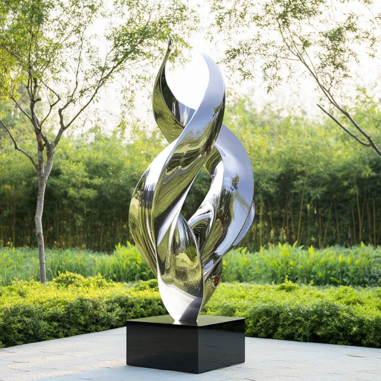 Custom Modern Stainless Steel Outdoor Abstract Spiral Sculpture