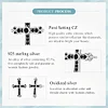 925  Silver Black Cross Cubic Zirconia Stud Earrings