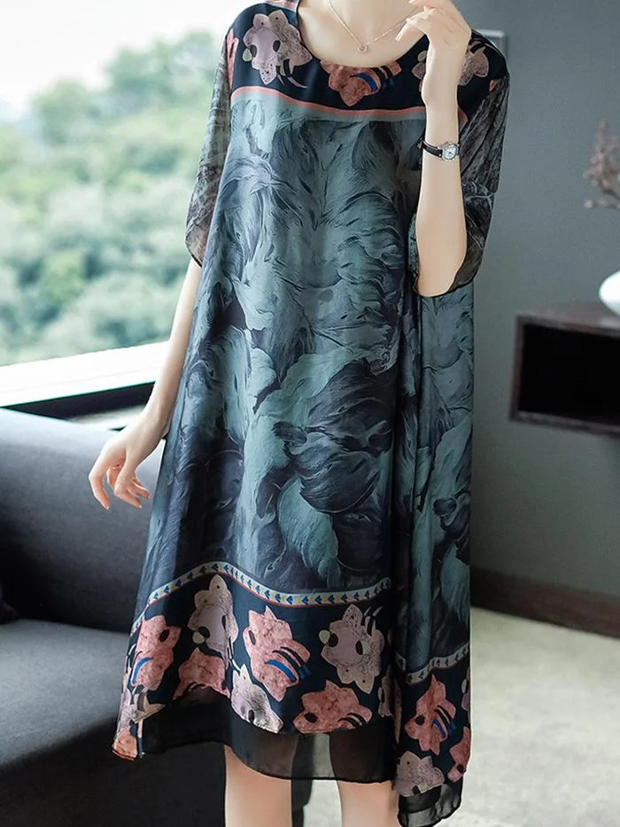 Fashion Printed Mid-length Dress
