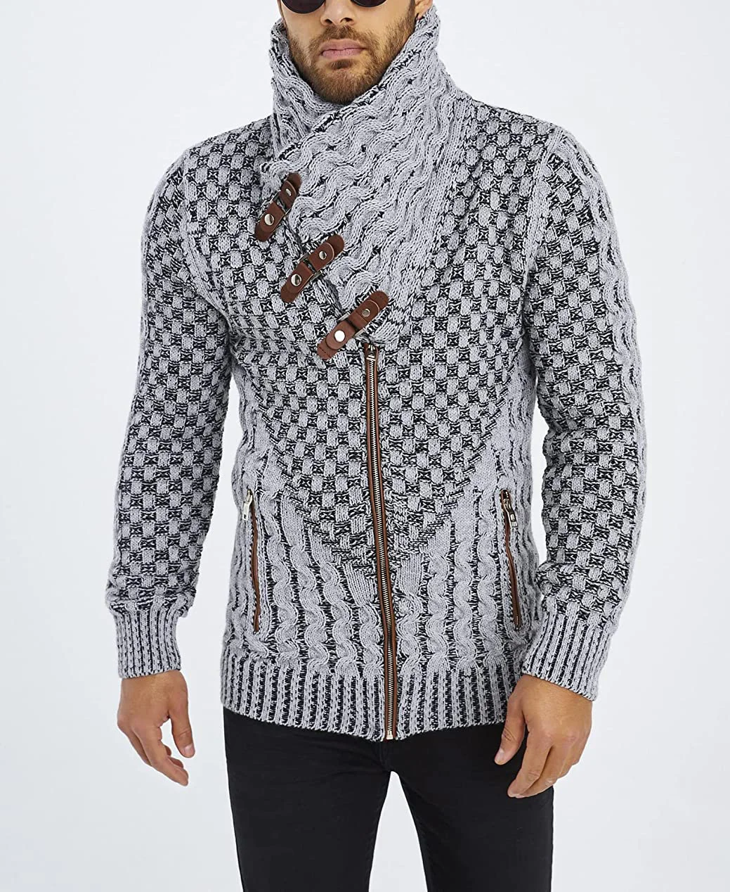 Wongn Wongn New Men's Zipper High Turtleneck Cardigan Long Sleeved Knitwear Purchase Exclusive