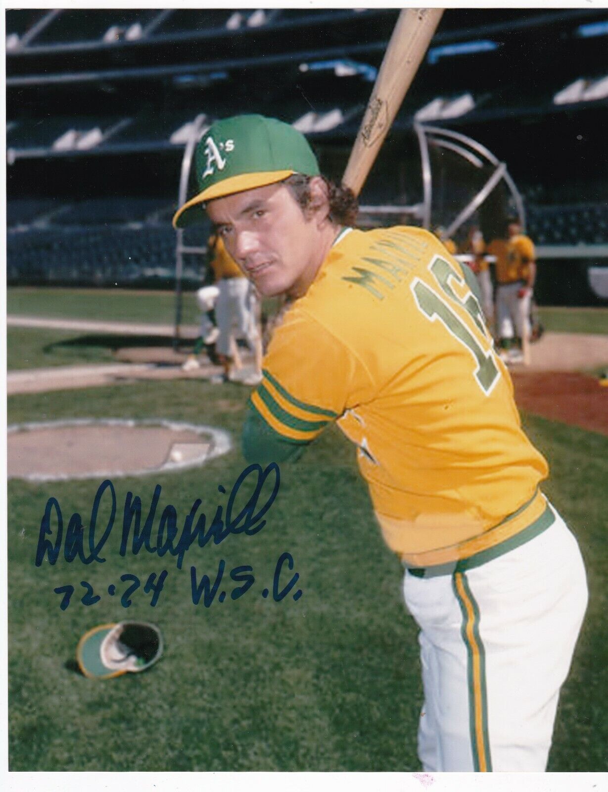 DAL MAXVILL OAKLAND A'S 72.74 WS CHAMPS ACTION SIGNED 8x10