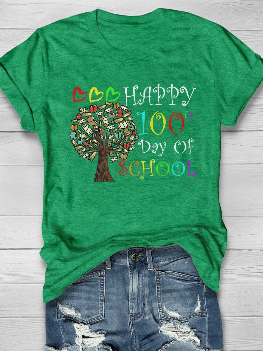 100th Day Of School Educational Tree Toddler  Print Short Sleeve T-shirt