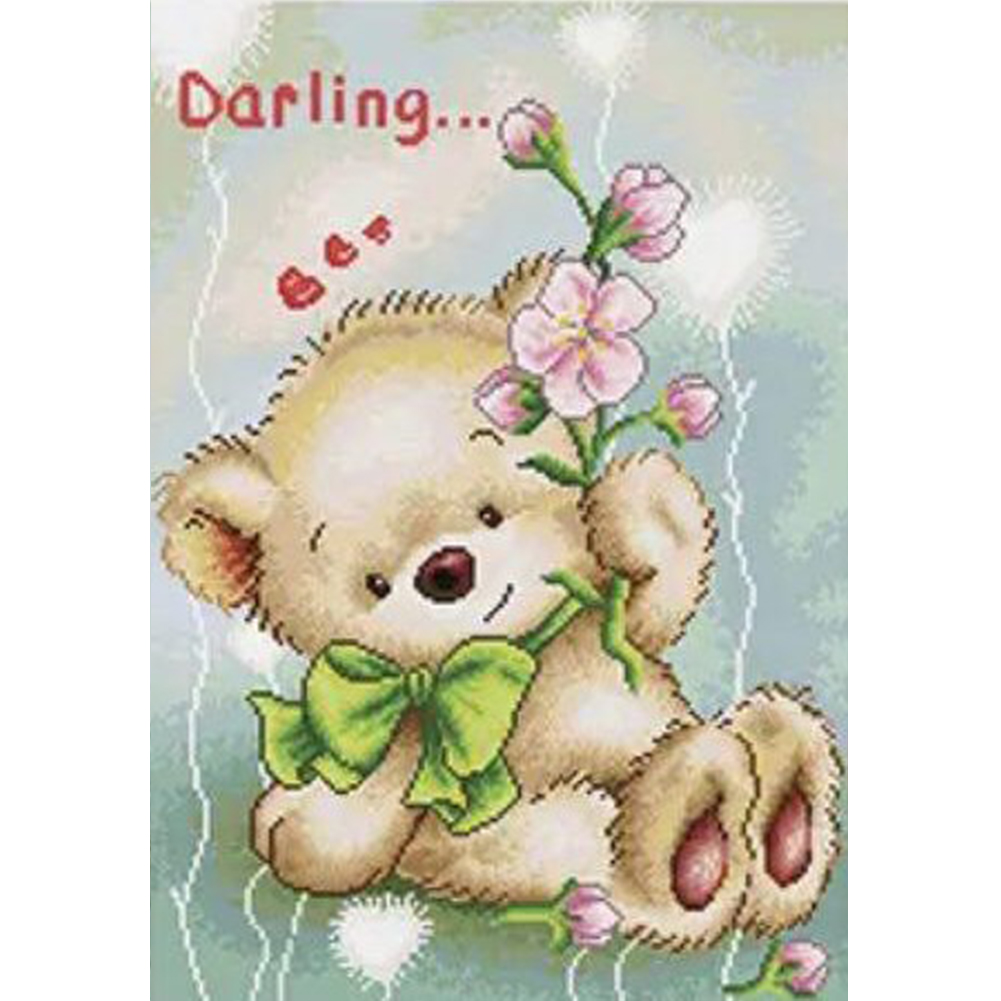 

Cartoon Bear - 11CT Stamped Cross Stitch - 65*45CM (Big Size), 501 Original