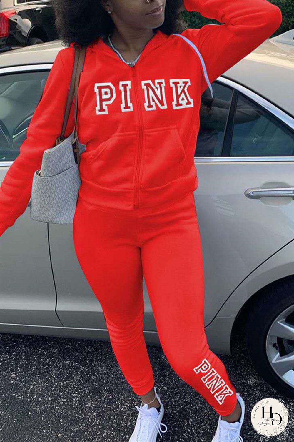 Red Fashion Casual Long Sleeve Hooded Collar Regular Sleeve Regular Letter Embroidery Two Pieces