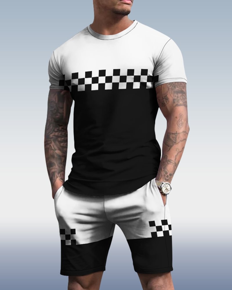 Men's spring and summer graffiti print suit 053