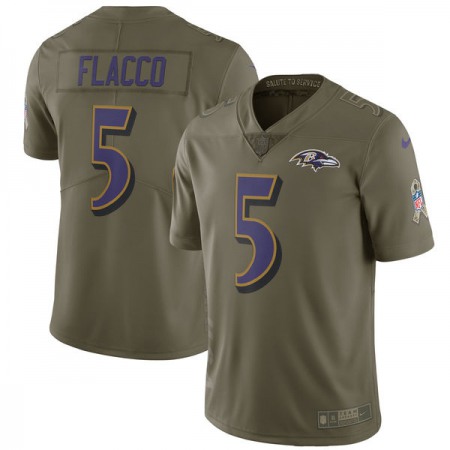 Men's  Baltimore Ravens #5 Joe Flacco Olive Salute to Service Limited Stitched NFL Jersey
