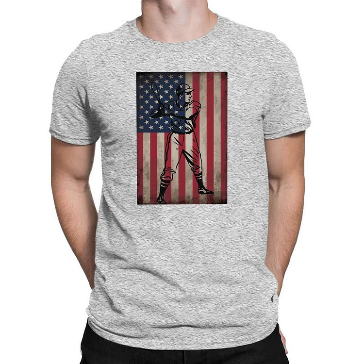 Baseball American Flag USA Patriotic Men's T-shirt-Annaletters