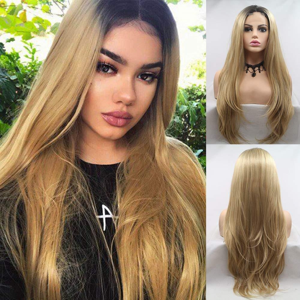 2021 Gold Blonde Straight Mini Lace Front Wigs-elleschic