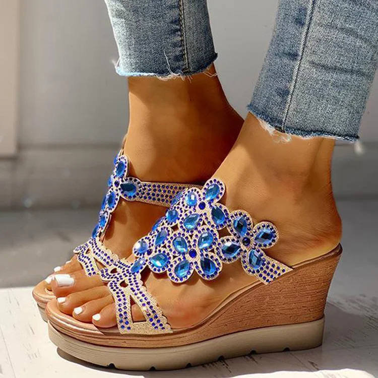 Women's Vintage Wedge Heel Peep Toe Slippers - vzzhome