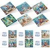 6PCS DIY Diamant Kunst Gru&szlig;karten Gl&uuml;ckwunschkarten & Geschenke (Ozean)