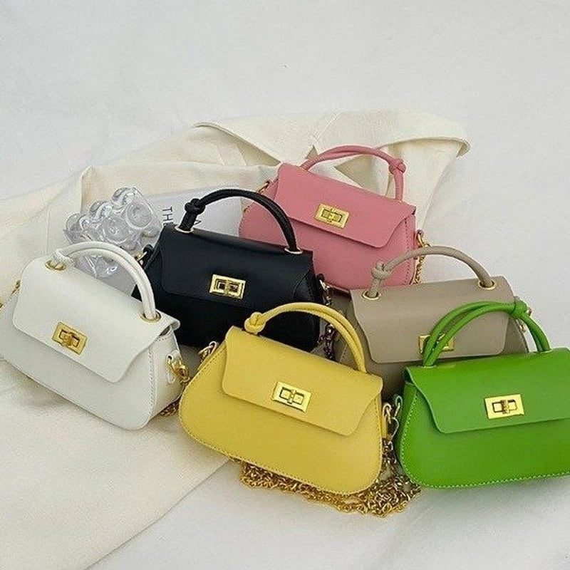 Women's Medium Pu Leather Solid Color Elegant Classic Style Lock Clasp Crossbody Bag