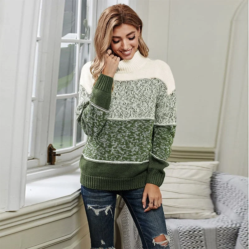 Contrast Thickened Casual Round Neck Pullover Sweater | EGEMISS