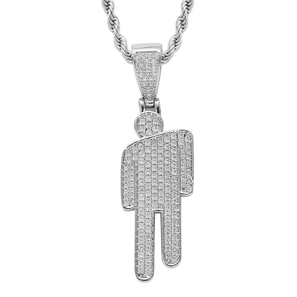 Iced Out Bling Cartoon Pendant Billie Fans Necklace-VESSFUL
