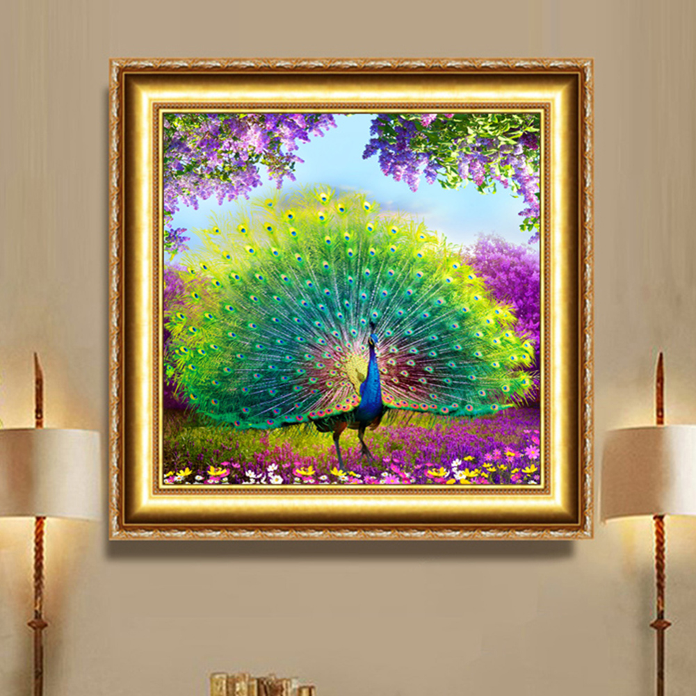 Peacock for 35x35cm(canvas) partial round drill diamond painting