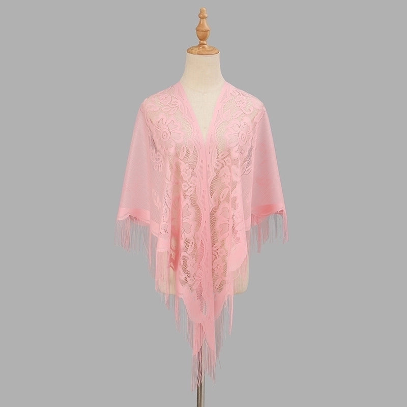 Women’s Sweet Solid Color Polyester Lace Silk Scarf