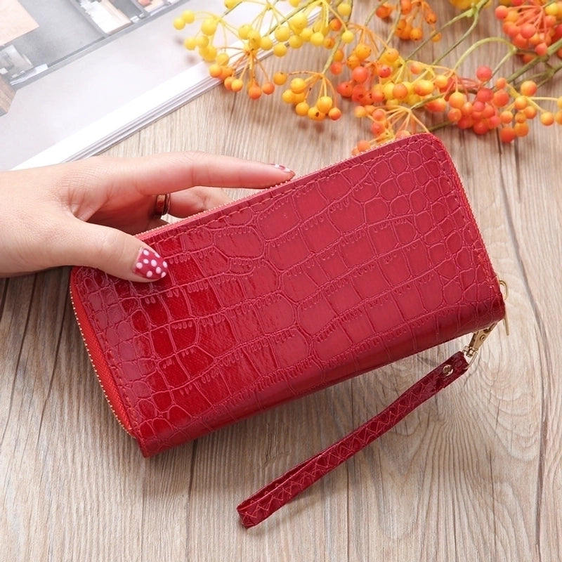 Fashion Stone Pattern Long Double Zipper Wallet