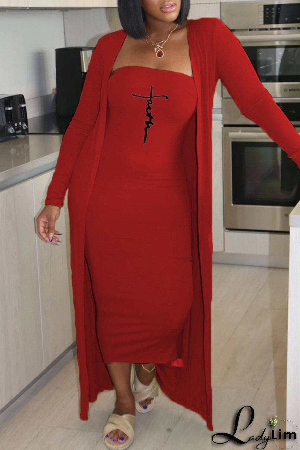 Pink Fashion Casual Print Basic Long Sleeve Two Pieces