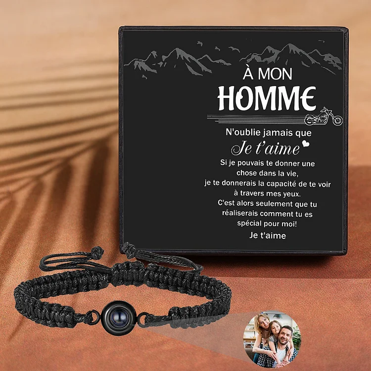 À Mon Homme - Bracelet Projection de Pierre avec Photo Personnalisée pour couple Jessemade FR