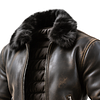 Men's Outdoor Cycling Vintage Brown Leather Jacket With Fur Collar by Inlyline