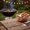 15.75 Inch Reusable Flat Grilling Skewers with Slider Push Bar Stainless Steel Grill Skewers with Storage Bag for Meats Chicken Sausage Veggie Shrimp Vegetables (2 fork Brush)