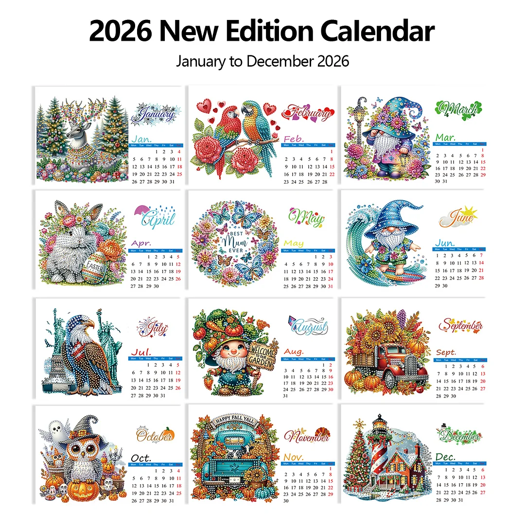 5D/DIY Calendar Crystal Painting Desk Calendars Kit Diamond Painting Calendar