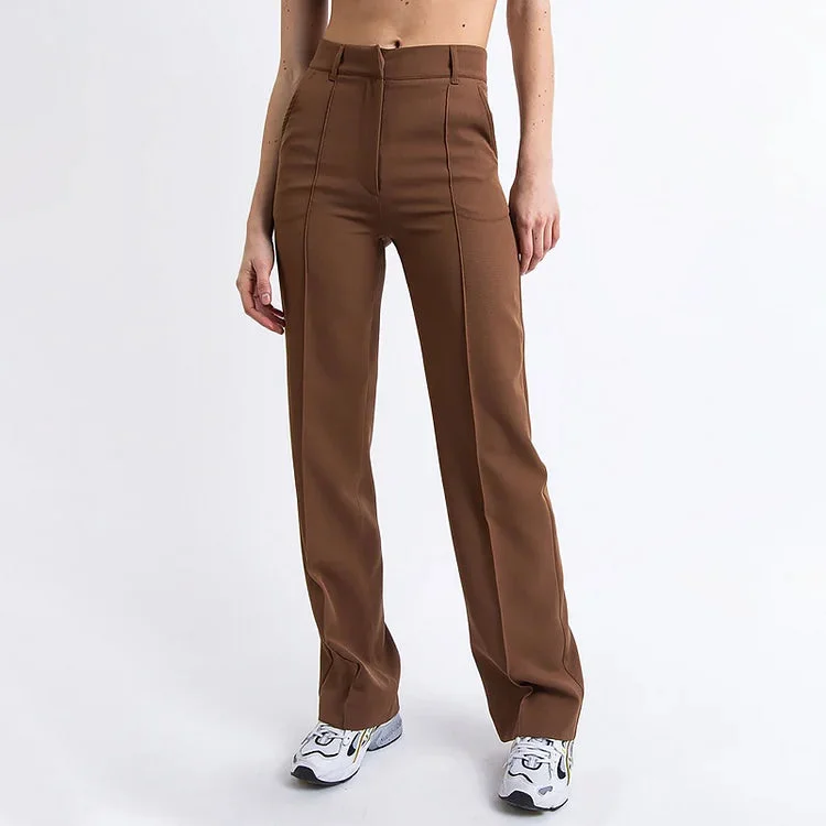 High Waisted Suit Pants With Straw Pleats