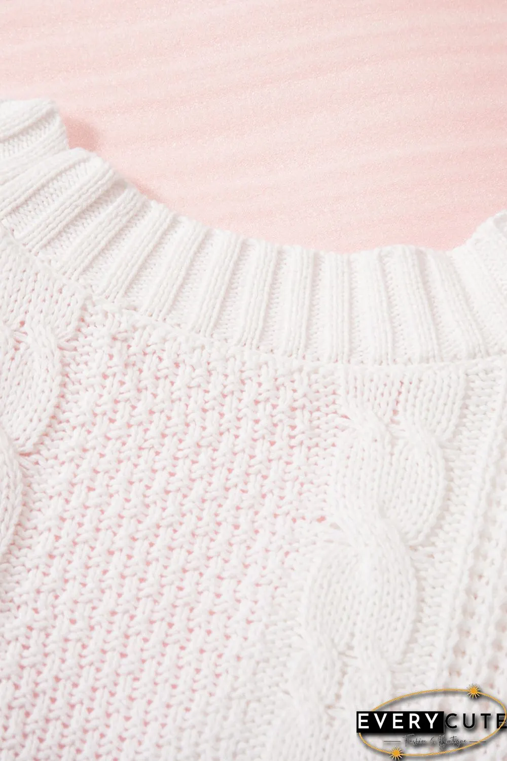 White Buttons Weave Knit Cardigan