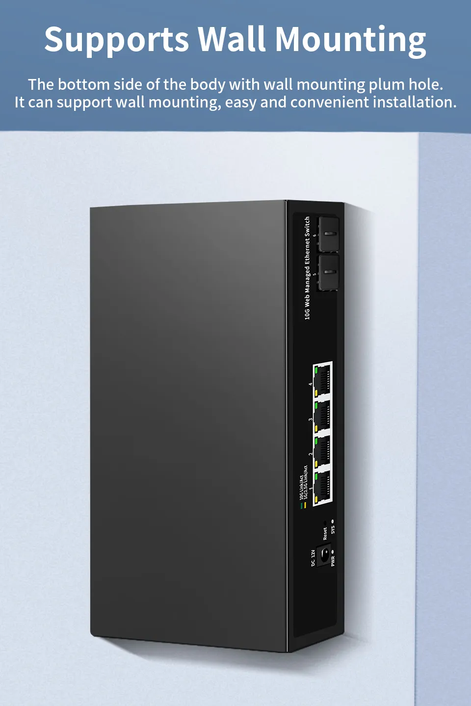 GoodTop 10GbE Web Managed Switch 4 Port RJ45 10000Mbps Smart