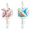 2pcs Flowers and Birds DIY Acrylic Diamond Painting Wind Chime for Adult 5D Diamond Painting Suncatcher with Crystal Pendant Double Sided Hanging Diamonds Art Paint Ornament Gift for Home