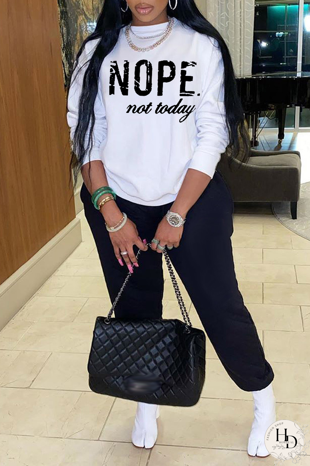 Yellow Fashion Print Letter O Neck Tops