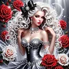 White Hair Dress Beauty-Special Shaped Diamond Painting