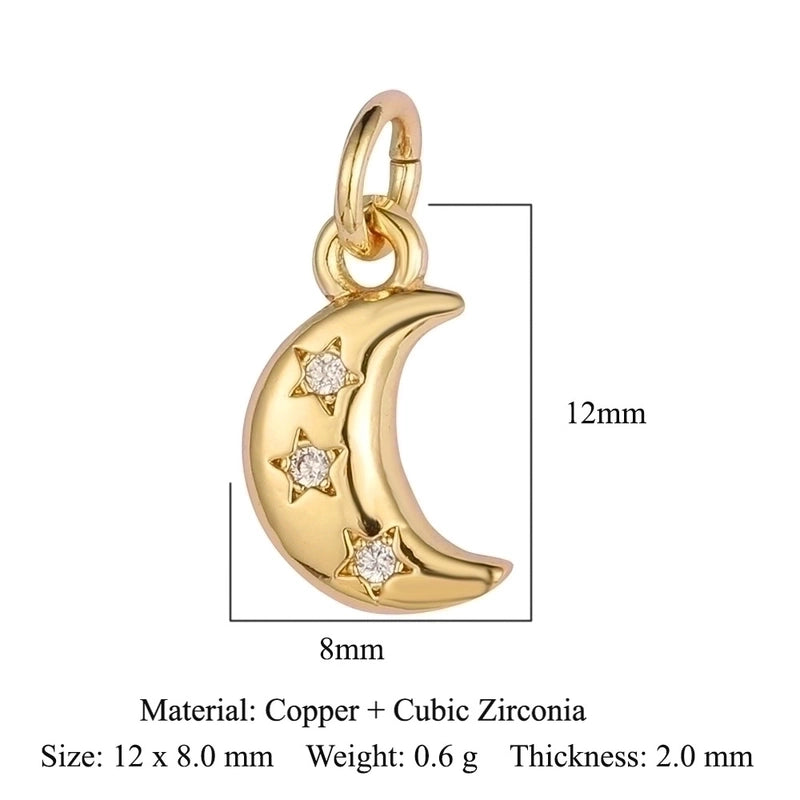 3 Pieces Sweet Pentagram Heart Shape Copper Plating Inlay Zircon 18k Gold Plated Charms Jewelry Accessories