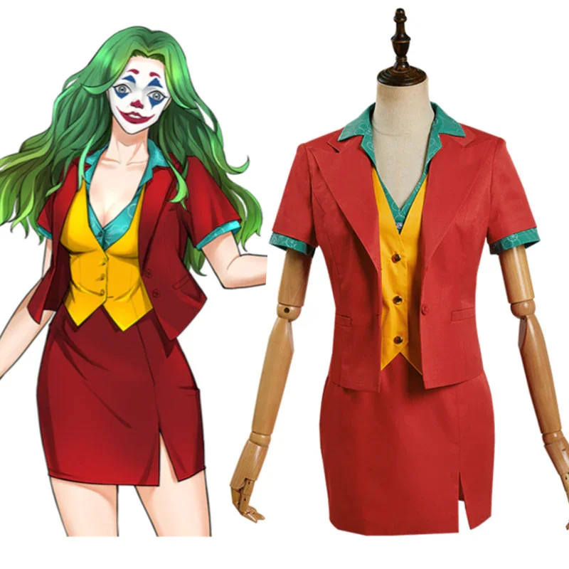 Movie Joker 2019 Female Cosplay Costume Office Lady Uniform Skirt Outfits Halloween Carnival Suit-Coshduk