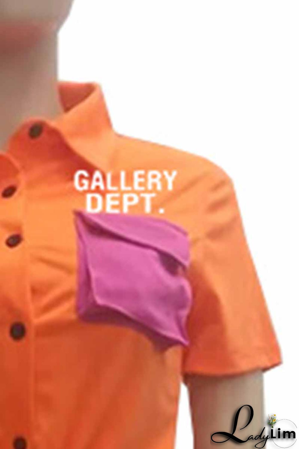 Orange Street Print Patchwork Letter Turndown Collar Short Sleeve Two Pieces