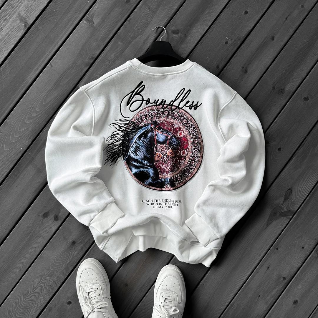 Ethnic Horse Design Oversized Hoodie