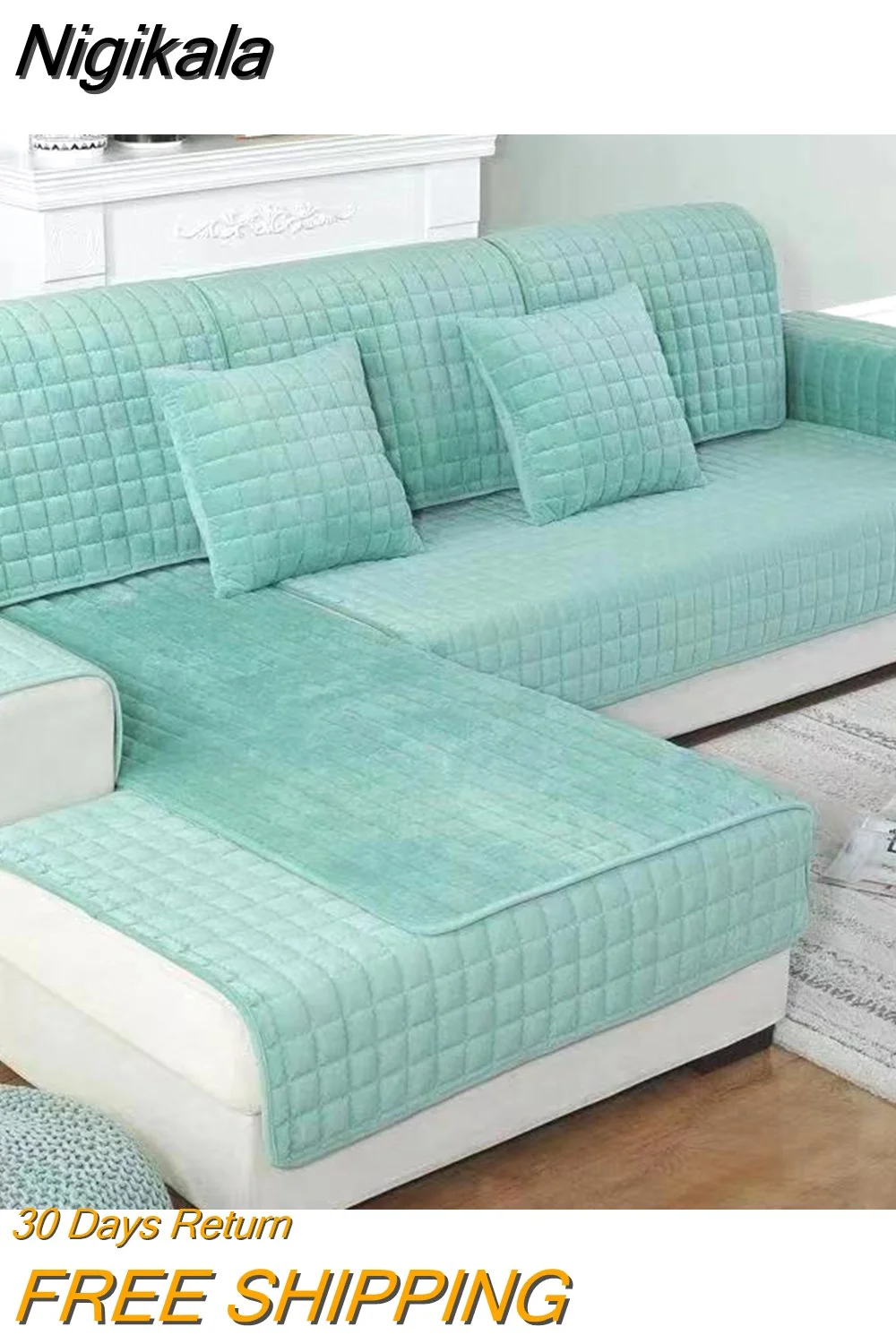 Nigikala Thicken Quilted Velvet Sofa Cover Winter Plush Antislip Sofa Towel Soft Couch Cover