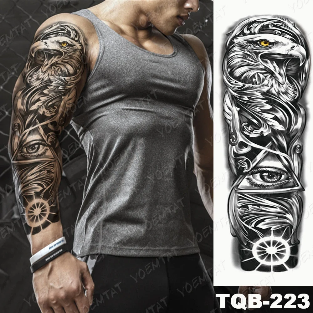 Large Full Arm Sleeve Tattoo Indian Forest Leopard Waterproof Temporary Tatoo Sticker Wild Tribe Men Women Body Art Tatto