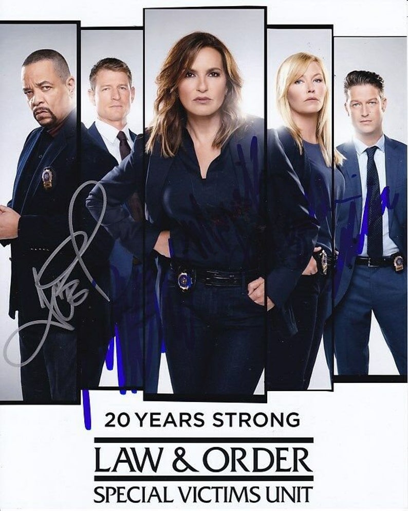 Law & order svu signed cast Photo Poster painting mariska hargitay ice t kelli peter philip