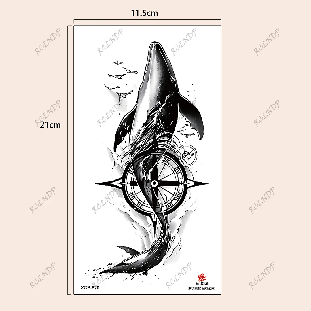Sdrawing Temporary Tattoo Sticker Rose Flower Butterfly Dragon Whale Wolf Bird Fake Tatto Flash Tatoo Tato for Women