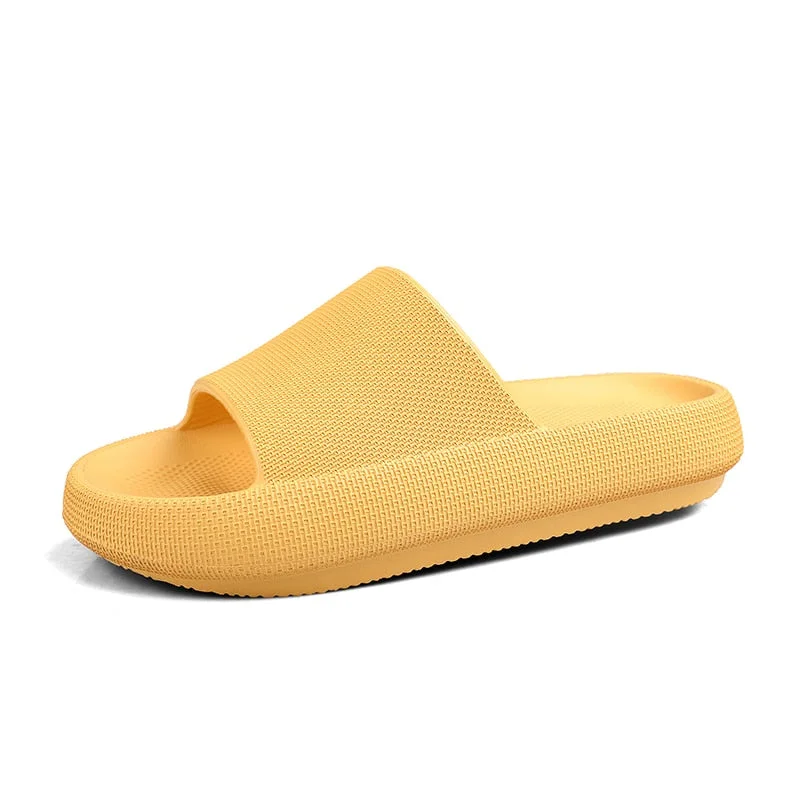 Men Beach Slippers High Heels Women Slide Sandals Shower Thick Sole Soft Couple Massage Bread Slippers Bathroom Shoes Non-Slip