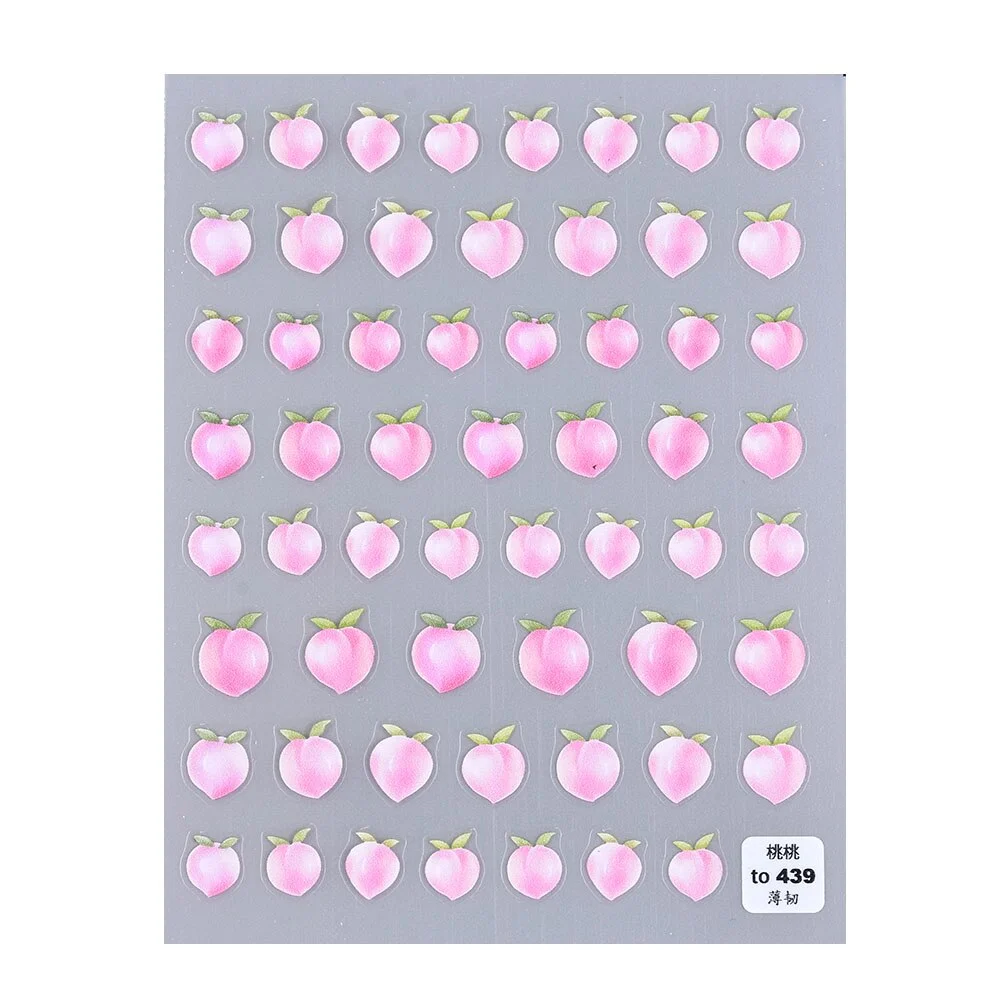 5D Nail Sticker Pink Peach Sticker Nail Accessories 1Pcs Back Rubber Nail Art Decoration Stickers Japanese Style Stickers New