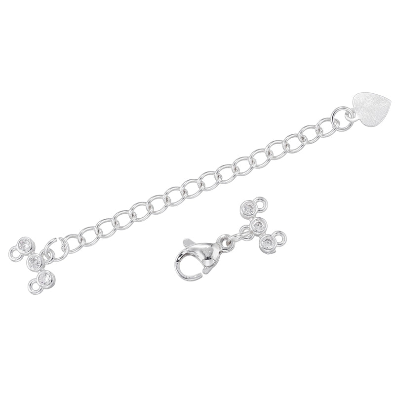 1 Set 10*65mm Copper Zircon 18K Gold Plated Heart Shape Extension Chain Jewelry Accessories