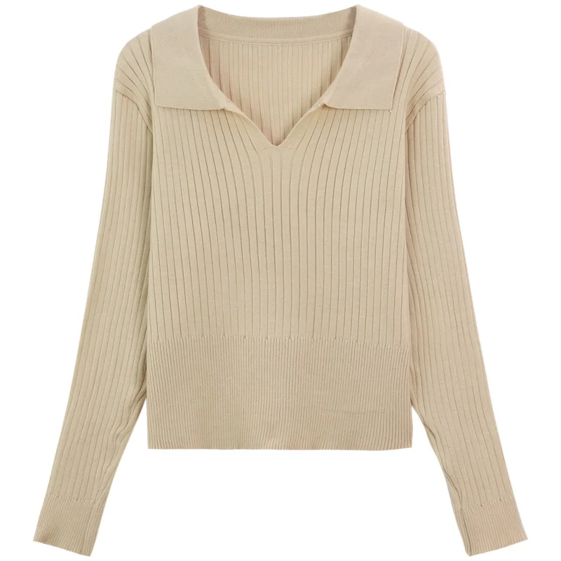 Brownm Brownm POLO Collar Apricot Sweater Female Autumn 2023 New Korean Version With Long-Sleeved Sweater Student Jacket Tide
