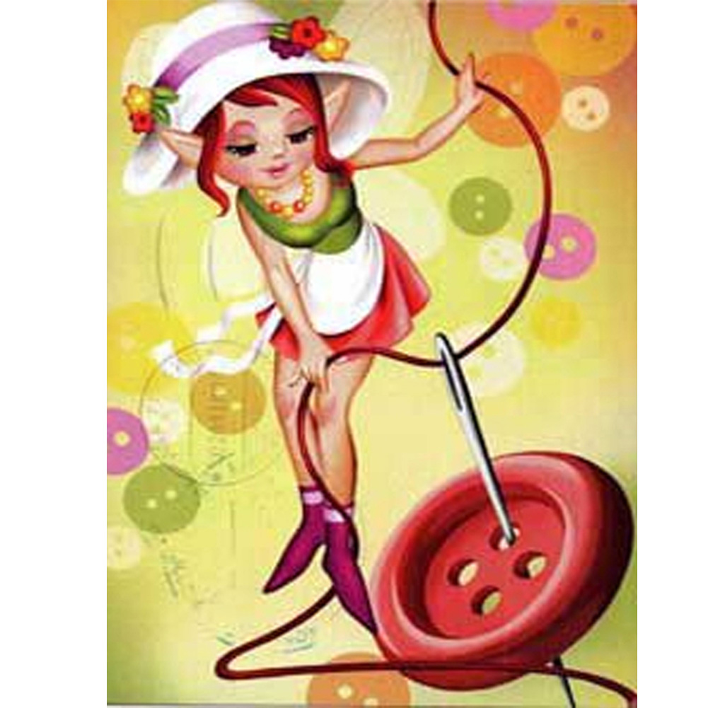 Cook Girl Sewing Gril 30x40cm(canvas) full round drill diamond painting