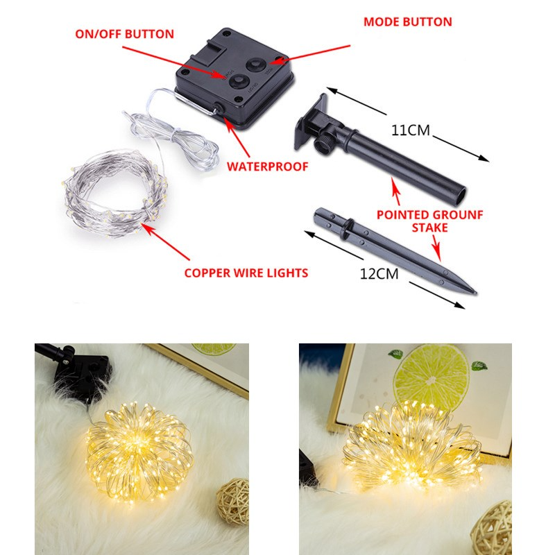 Solar LED String Lights Outdoor String Light, LEDs Fairy Holiday Christmas Party Garland Solar Garden Waterproof Decor