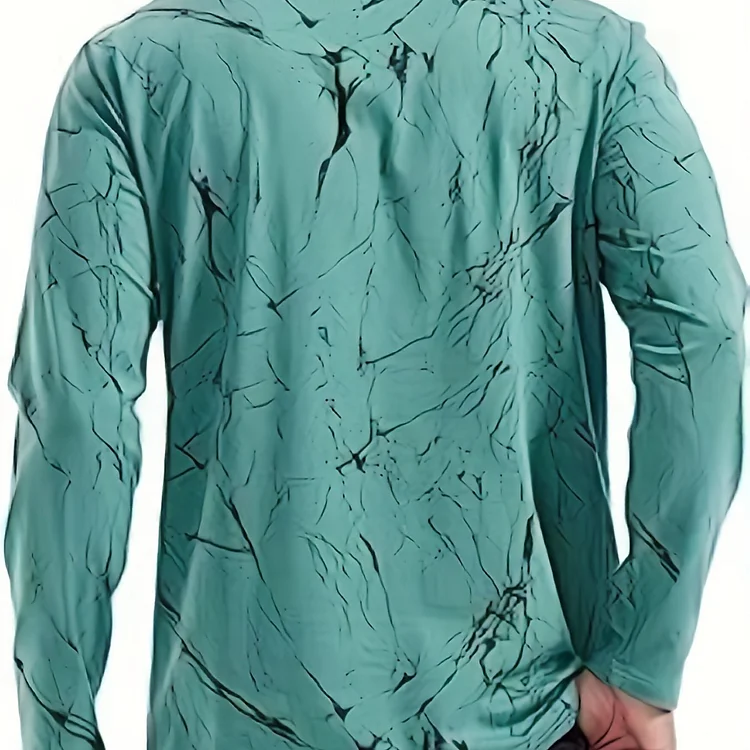 CAMEL COUPONS Crack Pattern Print, Men's Graphic Design Crew Neck Long Sleeves T-shirt, Casual Comfy Shirts For Spring Summer Autumn, Men's Clothing Tops